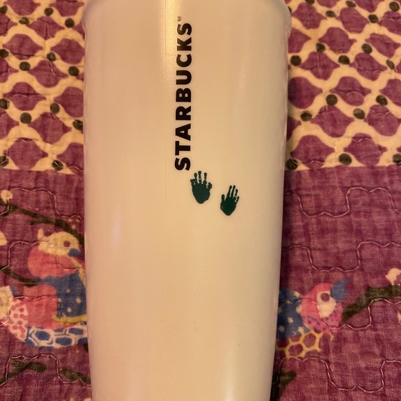 Starbucks finger painting boy coffee tumbler with white lid 2015. H106 - Picture 2 of 6